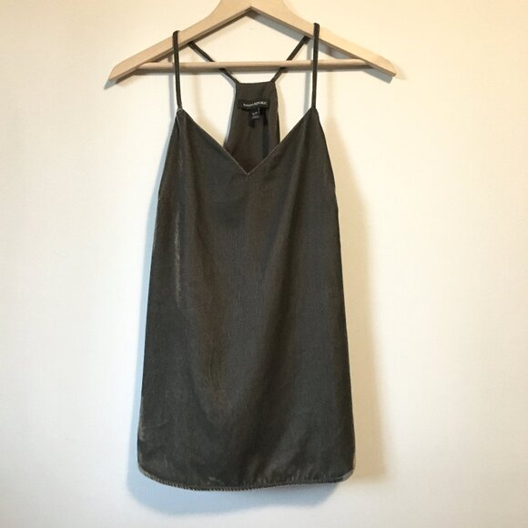 Velvety Banana Republic Dark Olive String Strap V-Neck Cami - Picture 1 of 16